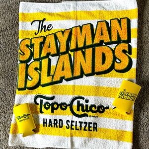 Topo Chico Hard Seltzer Beach Towel & 2 Can Coozies